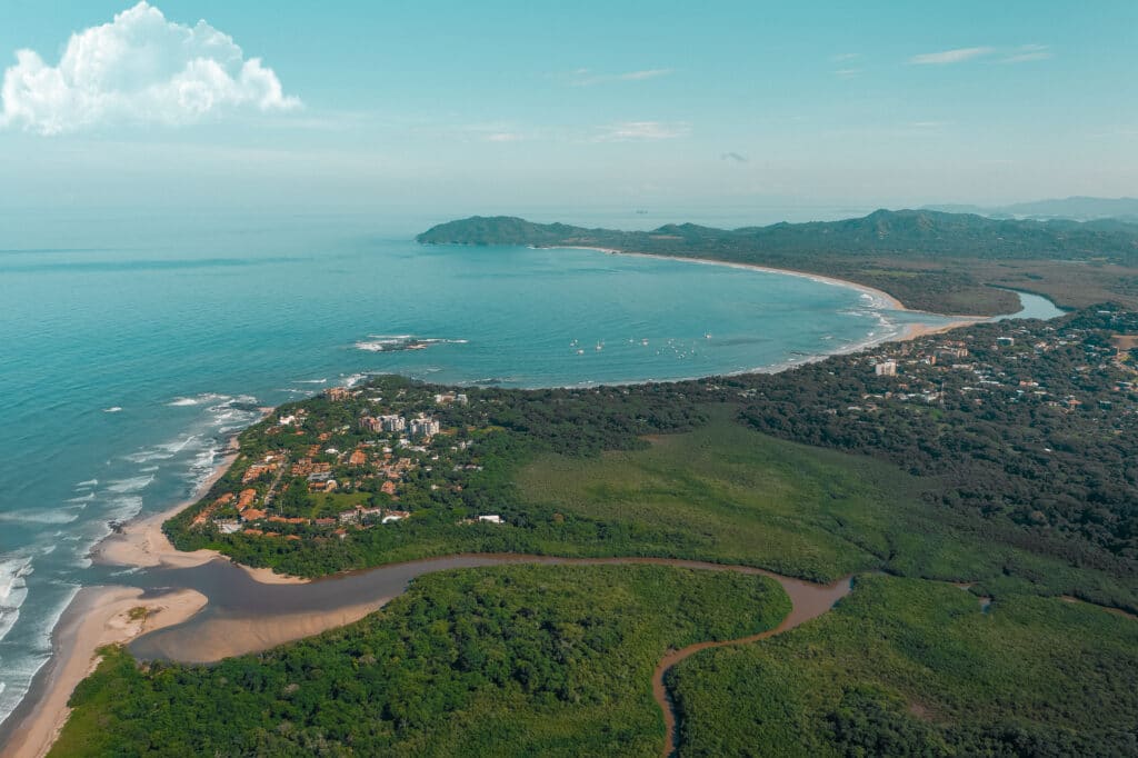 aerial view over tamarindo costa rica